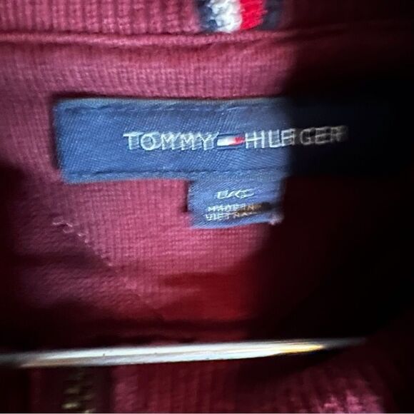 Tommy Hilfiger Mens Half Zip Burgundy Pull Over Warm Heavy Sweater Size Large - Picture 3 of 5